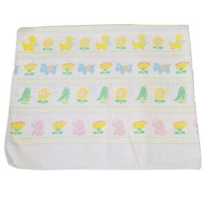 Vintage Riegel Ducks Flowers Elephants Penguins Cows Flannel Baby Blanket Lovey